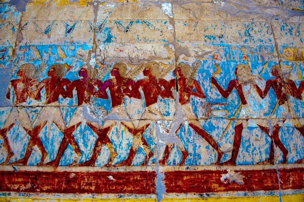 Wall painting in Chapel of Hathor at Mortuary Temple of Hatshepsut