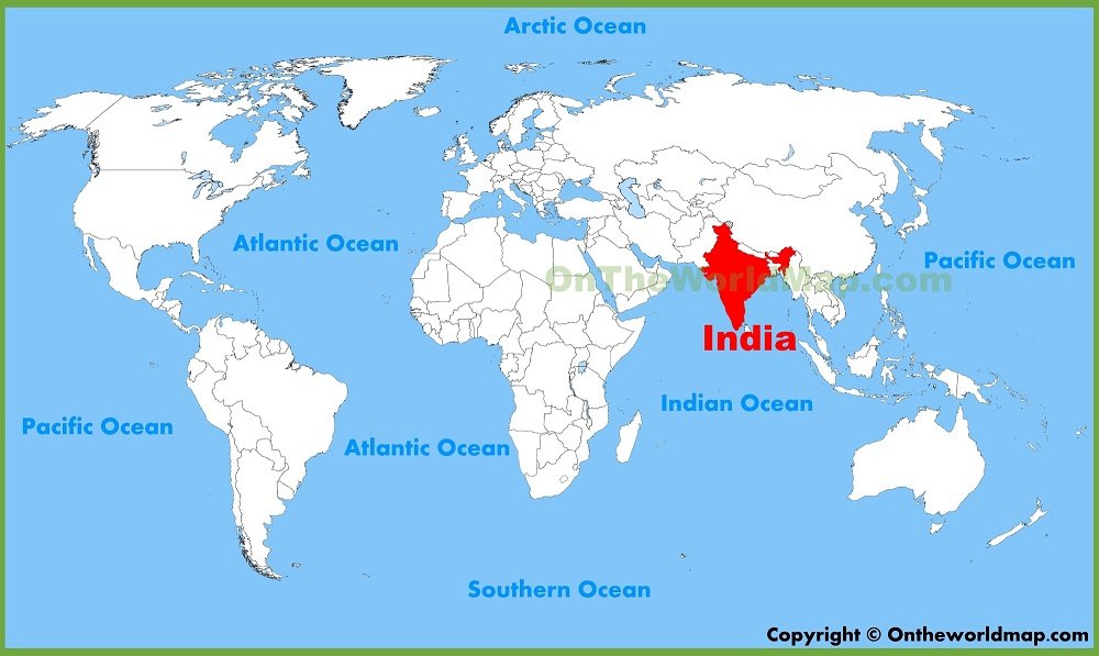 world map of india