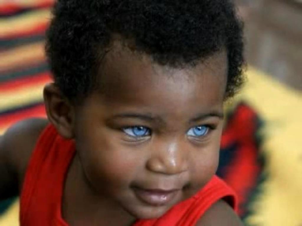 black baby with blue eyes