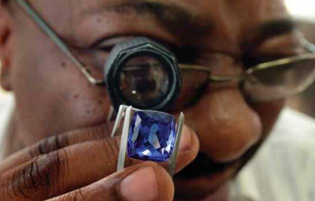 Tanzanite Gem Stone from Mount Kilimanjaro in Tanzania, East Africa.