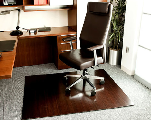 Bamboo Office Chairmats Design Commercial Office Interior Ideas Deluxe Sustainable on Wooden Pad Grey Rug