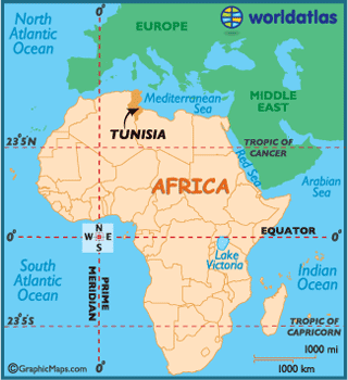 world map of tunisia