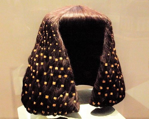 Elaborate Ancient Egyptian Wig With Hair Ornaments