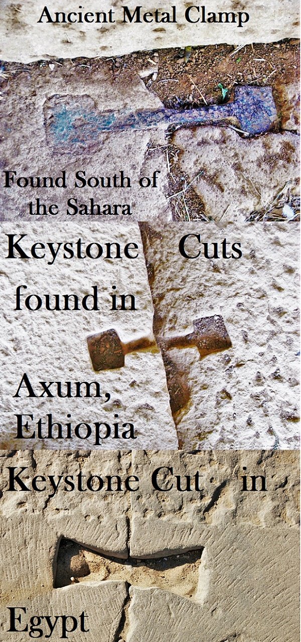 Ancient Metal Clamp & Keystone Cuts found in Axum, Ethiopia, South of the Sahara, Africa