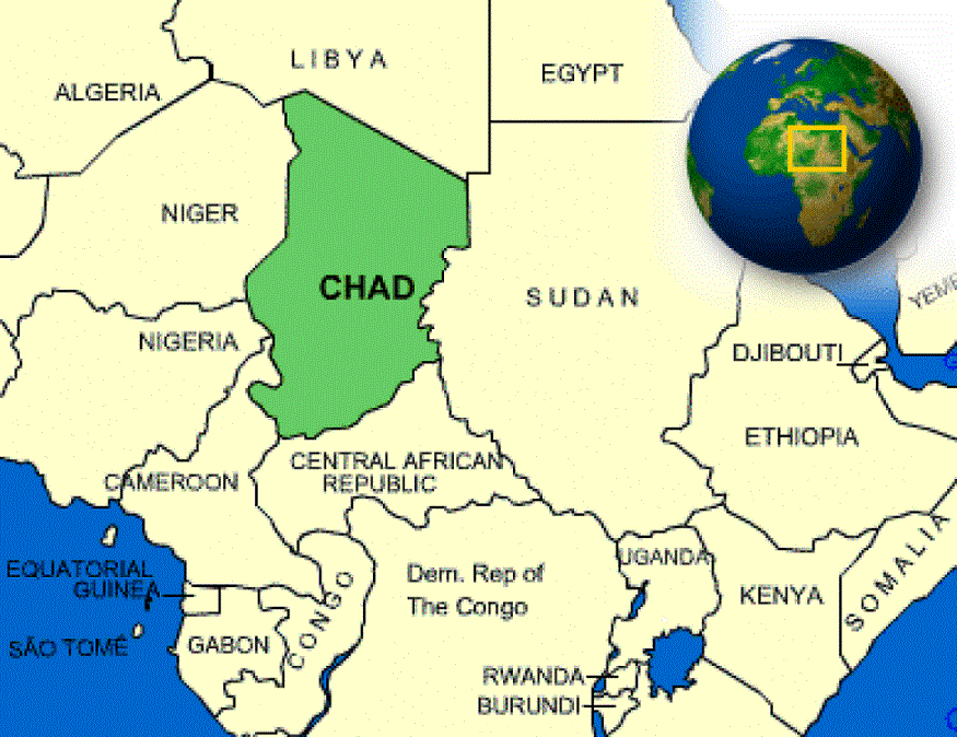 world map of chad africa