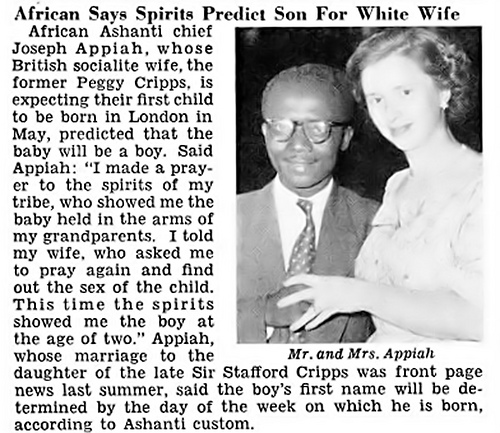 Ghanaian Chieftain Joe Appiah marries English woman Peggy Cripps 00