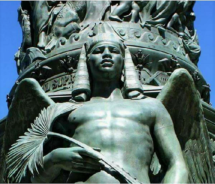 A Handsome Pharaoh With Wings Statue In Italy