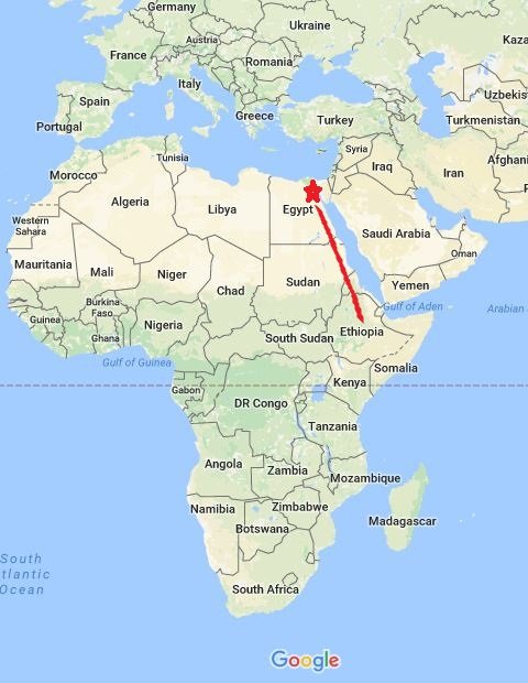 Early humans migrated out of Africa through Egypt rather than Ethiopia?