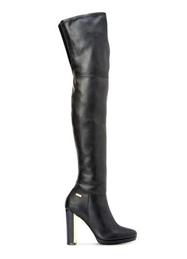 calvin klein black boots with gold zipper