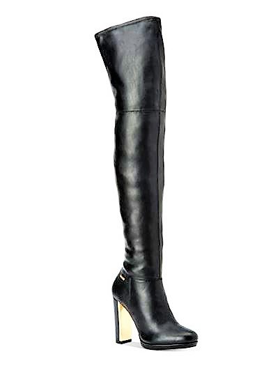 calvin klein black boots with gold zipper