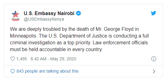 U.S. Embassies in Africa Condemn George Floyd Murder